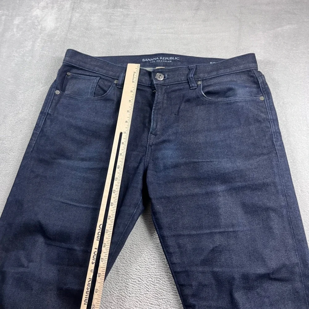 Banana Republic Traveler Slim Fit Jeans Mens 34x30 Dark Wash Indigo Blue